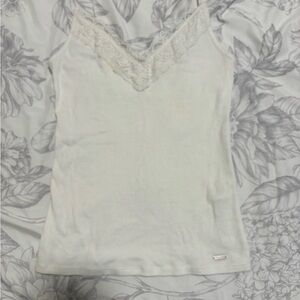 Hollister Cream Lace Trim Tank Top